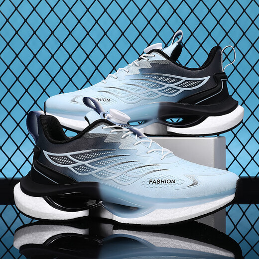 Caotu (CAOTU) men's shoes spring and summer breathable sports and casual men's trendy shoes men's mesh shock-absorbing running shoes men's thick-soled dad shoes men 9887 light blue [leather face style] 39 standard code