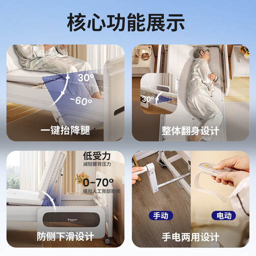 Medester Elektrisches Pflegebett, Heim-Lähmungsbett für ältere Menschen, multifunktionales Urinal- und Kot-medizinisches, intelligentes Bett für ältere Menschen, E61-LITE