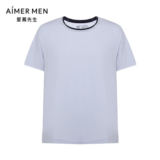 
Mr. Aimu pajamas men's home clothes 30th anniversary - Seaweed sleeping clothes men's round neck pullover short-sleeved NS41J671 Light blue 9VA 170