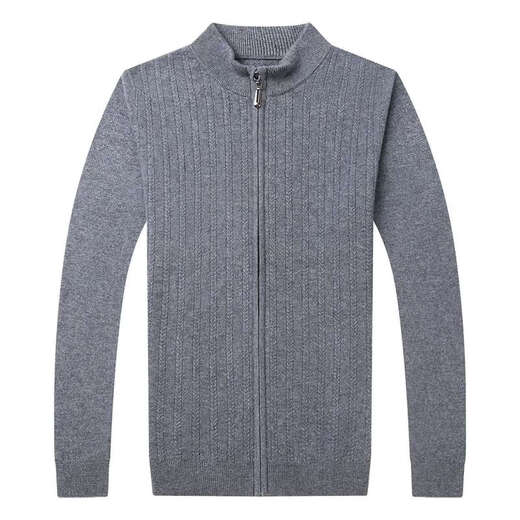 CXZ cardigan men's new sweater, jacket, pure wool sweater, men's stand-up collar casual zipper cardigan trendy gray 175