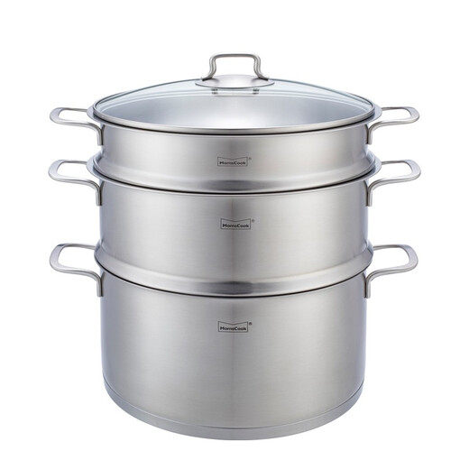 Momscook stainless steel steamer set 28 multi-layer steaming grid steamer 304 double-layer thickened universal soup pot steamer dual-purpose MT2814ST2 steamer - 2 layers 28cm
