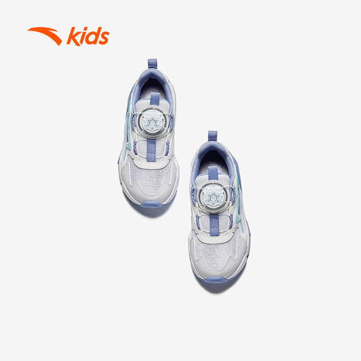 Anta-Kinder-Turnschuhe Mädchenschuhe 2024 Herbst und Winter Trendy Mesh Leder Knopf und Samt-Baumwollschuhe [Kindernahrungsmittel] Weiß/Fliederblau/Blau 9904-2 Größe 33
