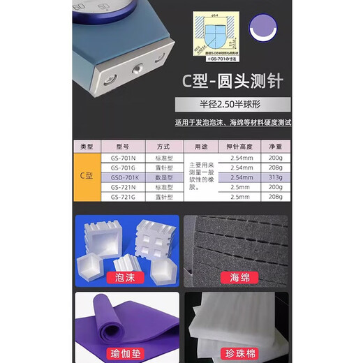 TECLOCK日本原装进口得乐橡胶硬度计海棉邵氏高精度GS-706N-701N/A-C-D型 日本得乐GS-701N，C型