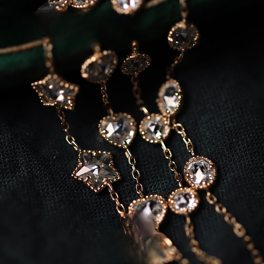 Beiyou original design Galaxy Pouring Moissanite non-diamond dream come true double-sided 14k gold bracelet does not support 7 days without reason