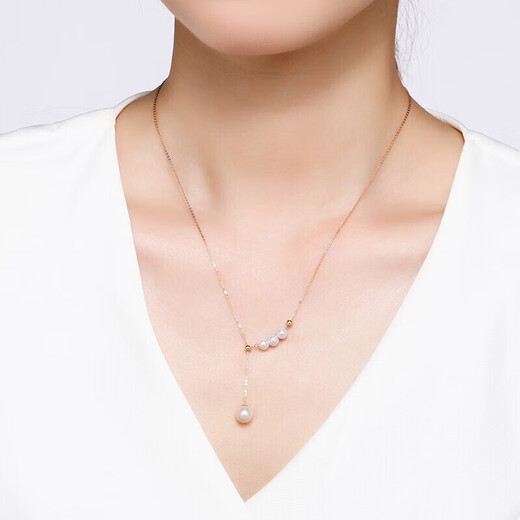 Chao Acer Admiration 18K gold necklace for women rose gold pearl clavicle chain as a birthday gift for girlfriend, about 45cm