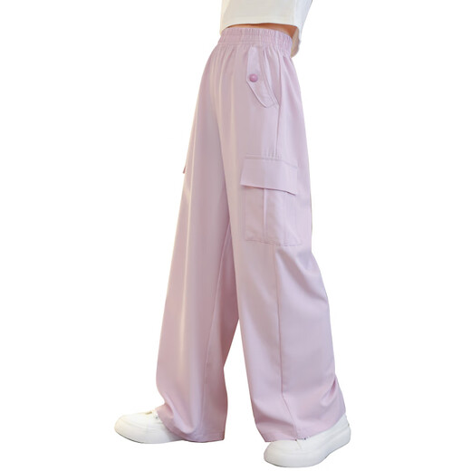 Nickybaby Summer Girls Wide Legs Kinderhose Eisseide Arbeitshose 2025 Neue Mückenschutzhose Mädchen Sommerhosen 9889 Weiß + 15009 Lila [Set] 130