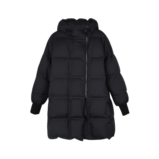 LESS冬双面穿白鸭绒羽绒服女设计感保暖中长款抽绳外套2NAC12530 011/炭黑 M