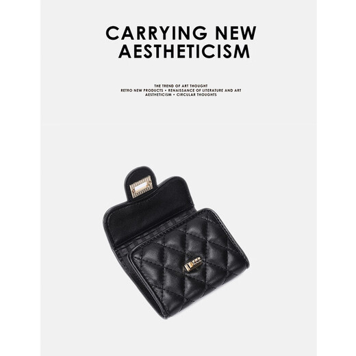 Gboni Fashion Card Bag Women's Short High-end Key Coin Bag Gift Leather Mini Gift Small Wallet Student Coin Wallet Classic Black