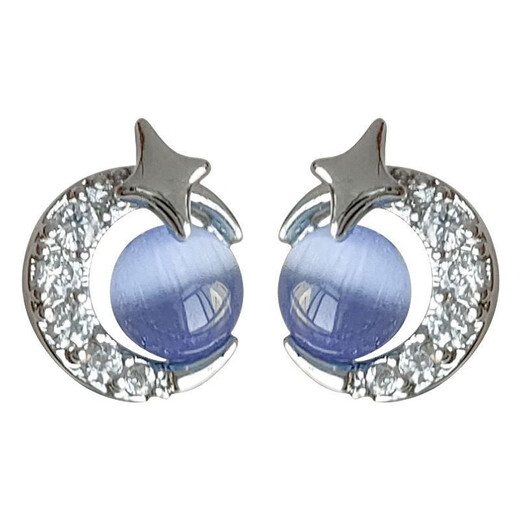 Fat Donglai same style aquamarine earrings starry sky series mini blue zircon female niche blue bow earrings silver needle