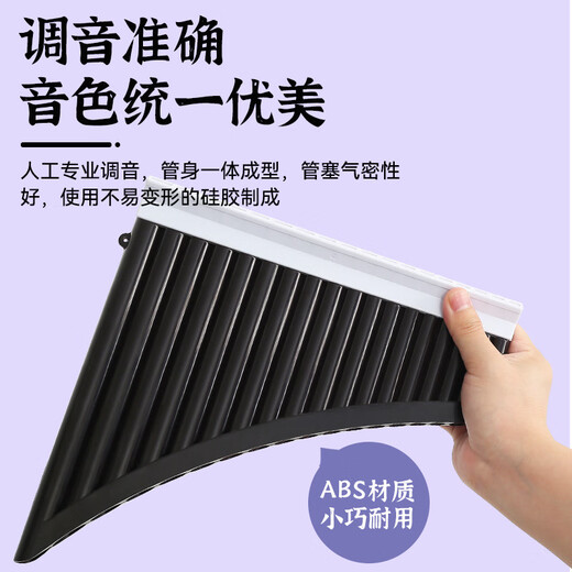 乐儿音ABS排箫16管18管儿童专业演奏民族乐器小学生初学者入门专用排笛 【加固-16管】黑色+包+音贴+教材
