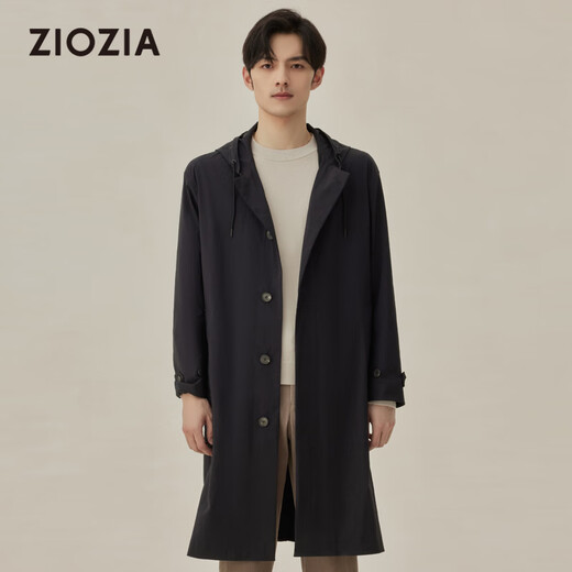 ZIOZIA Korean style men's autumn fashion cotton stretch long Korean style men's windbreaker ZCTC3352 black 100/175/96A