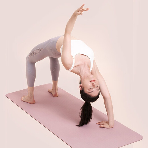 Keep stretch mat yoga mat, entry-level two-color thickened lengthened fitness mat, anti-slip yoga jumping mat TPE 12801 classic 61cm pink/purple-7mm