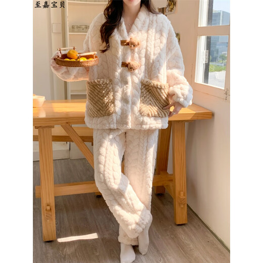 创京懿选珊瑚绒月子服秋冬季加厚甜美孕妇睡衣女产后哺乳孕期专用加肥冬款 MY-9922 杏咖色字母小熊 [ 哺乳 XL(建议130-150斤)