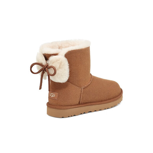 UGG秋季女士舒适时尚平底保暖迷你双蝴蝶结款休闲雪地靴 1127130 CHE | 栗色 38