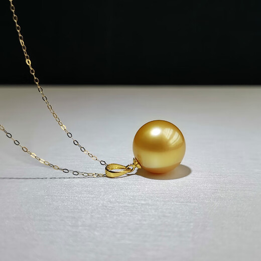 Xuanxian basic gold pearl South Sea sea gold bead pendant Philippine thick gold gold bead necklace 9-10mm bright and flawless