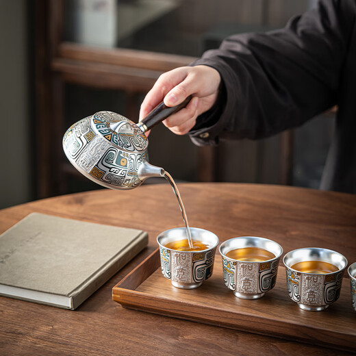 Such as porcelain and moving gilt silver side handle tea set Chinese style complete set of high-end birthday gifts for elders birthday banquet gifts holiday souvenirs Good luck - gilt silver purple sand side handle tea set gift box 5 pieces housewarming and retirement gifts for elders and leaders