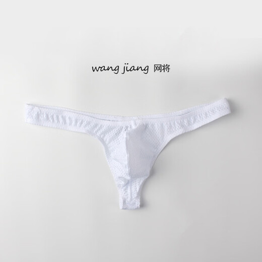 European and American men's sexy underwear low-waist sexy nylon ice mesh breathable thong t-pants white.. S
