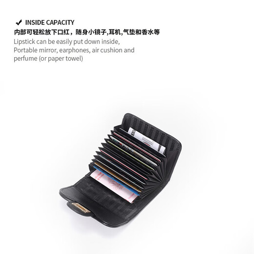 Gboni Fashion Card Bag Women's Short High-end Key Coin Bag Gift Leather Mini Gift Small Wallet Student Coin Wallet Classic Black