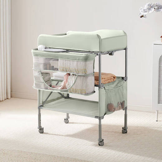 RESFOR Diaper Table Baby Care Table Newborn Meeting Gift Diaper Change and Touching and Bathing Multi-function Foldable Mint Green丨Diaper Table Only