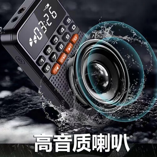 Laoting's new mini radio multi-function Bluetooth card player for the elderly semiconductor flashlight FM broadcast standard cool black