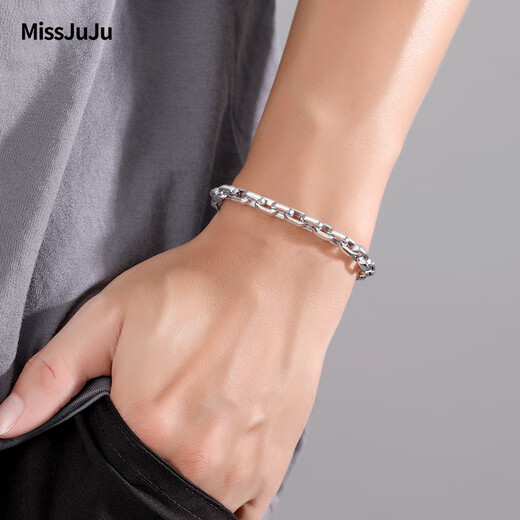 Miss JuJu pt950 men's platinum bracelet cross round O-shaped chain platinum personality domineering leopard head button (customized) 20-22g length 17-23cm thick 6mm leopard head button
