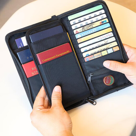 Bolsa de pasaporte de viaje al extranjero, billetera, bolsa de almacenamiento de pasaporte, clip de pasaporte, almacenamiento de viajes, billetera de identificación en el extranjero, boletos de aire, tecnología gris (sin capas) Bolsa de pasaporte antirrobo