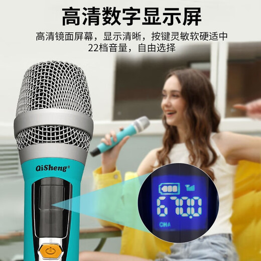 Qisheng Wireless Microphone Home High-Fidelity Performance Conference KTV Karaoke Professional Wireless Microphone Outdoor Wireless Microphone Home Microphone Singing Microphone Home Microphone U33 Performance-grade Play and Sing Microphone_Send high-end storage box