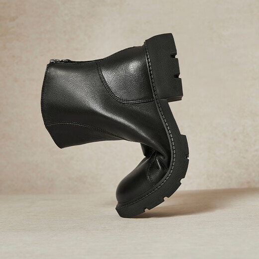 Tianmeiyi Frauenstiefel Einkaufszentrum Ein Einkaufszentrum Gleicher Stil Heck Reißverschluss Kurzstiefel schlank und vielseitige Frauen -Freizeitstiefel Mode Frauenschuhe BJ841DZ4 Schwarz Wildleder 37