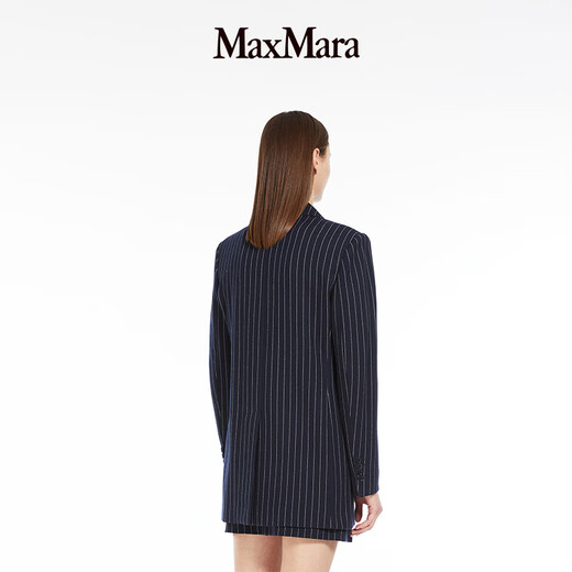 MaxMara 【臻选惠享】春夏女装单排扣条纹西装外套1911014106 深蓝色 34