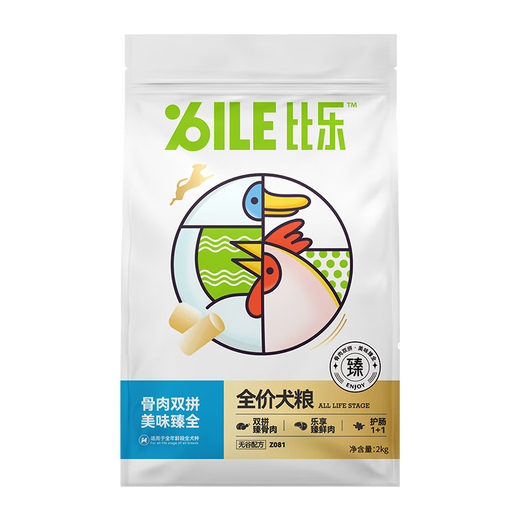 Bile original fresh dog food, grain-free freeze-dried food, Zhenbiao grain, full-term dog staple food, medium-sized dog small dog staple food, Zhenbiao grain, full-term dog food, 12kg [whole pack]