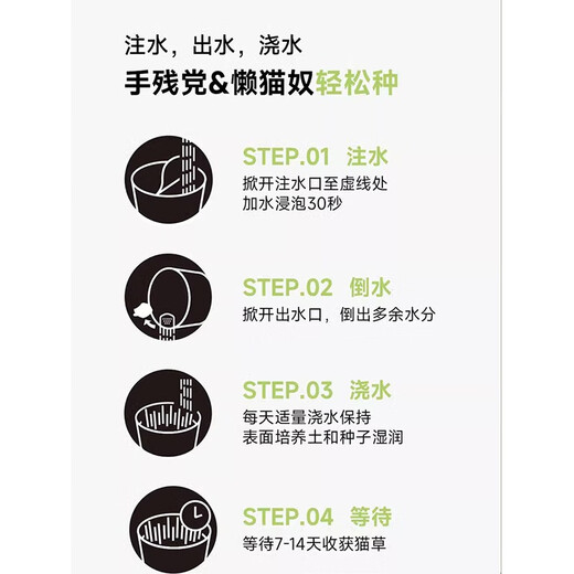 Hippie dog (hipidog) cat grass potted wheat seed nursery tray, lazy hydroponic hair ball, adult cat and kitten snacks, cat supplies, instant noodle cat grass