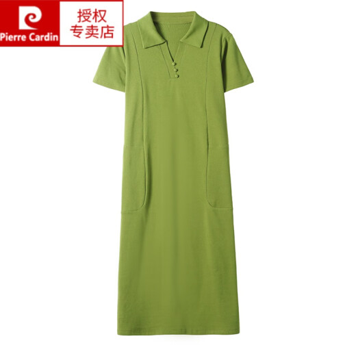 Pierre Cardin Polo Neck Robe Pure Cotton Femme Femme Summer Summer Mid-Long Loose Casual Version Slim à la mode T-shirt Gray 9859 Modèle 2xl 130140Jin [Jin est égal à 0,5 kg]