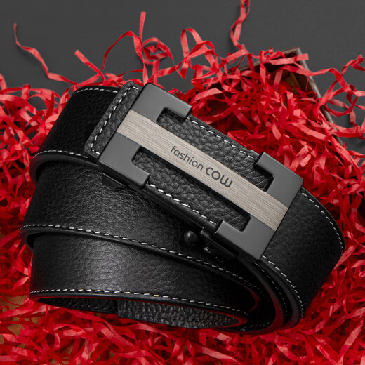 COW belt men's automatic buckle business casual first-layer cowhide belt belt for boyfriend and father gift box 998 black