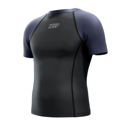 Keep swimsuit men's hot spring short-sleeved contrast color splicing swimsuit quick-drying diving surf suit 291 black XL