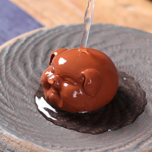 Yuxuan purple sand tea pet ornaments tea play tea art piggy boutique can raise fortune little lucky pig tea tray tea play home little lucky pig-red mud
