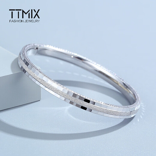 TTMIX frosted pt950 platinum bracelet for women, platinum bracelet, simple platinum bracelet, concubine bracelet, birthday gift, 56mm, one bar, weight 19.89g, width 5.5mm, if the weight is more, the less will be added.