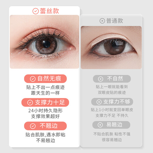 GOOOD mesh lace hollow invisible double eyelid stickers 960 stickers half-moon shape (invisible, natural and long-lasting, 480 half-moon shape + 480 stickers olive shape)