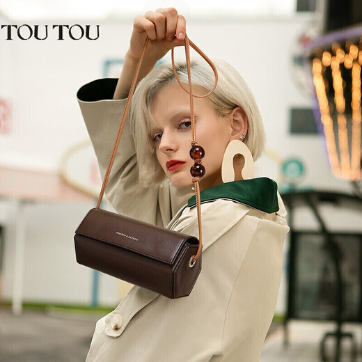 toutou2025 bolsas para novia cilindro hexagonal bolso marrón bolso retro one-shulder mochil