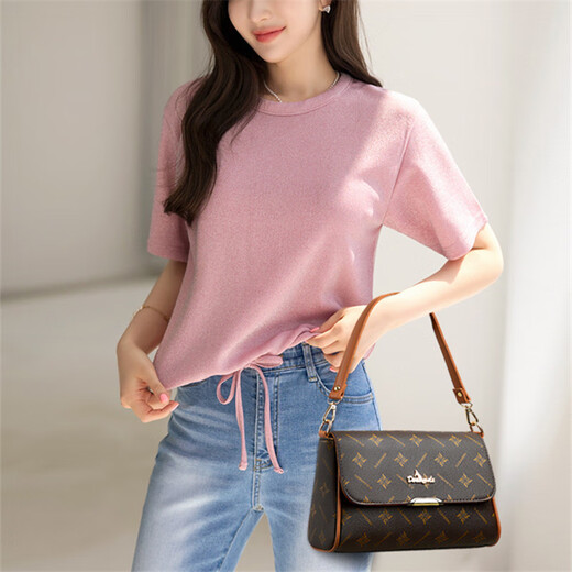 Kangaroo Kara brand women's shoulder crossbody bag small bag 2025 new middle-aged mother versatile women's bag gift for wife goddess DS brown/apricot (gift box + hand bag card bag) small bag length 26-thickness 10-height 17 cm