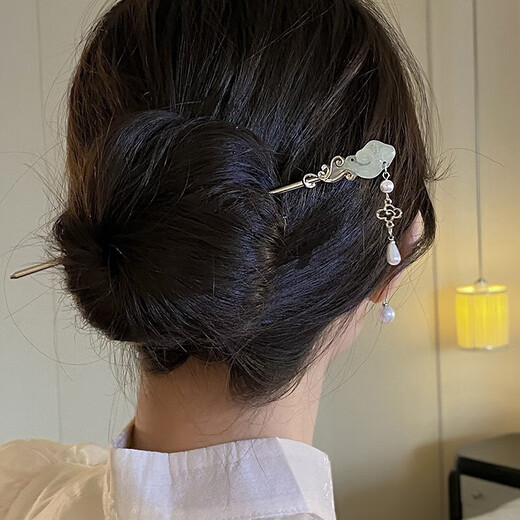 Bai Qixin Ancient style hairpin with tassels, new Chinese style hairpin, metal headdress, hairpin, Hanfu accessories gift, Xiangyun Ruyi new Chinese style hairpin