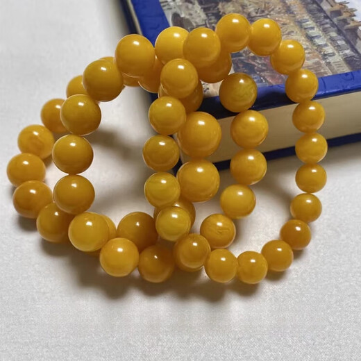 DL 1998 Fat Dong Lai quality chicken oil yellow beeswax bracelet natural l men and women raw mineral Russian material floating flower single circle bracelet with certificate Chicken oil yellow floating flower 12MM*16 pieces for women's medium wrist (with