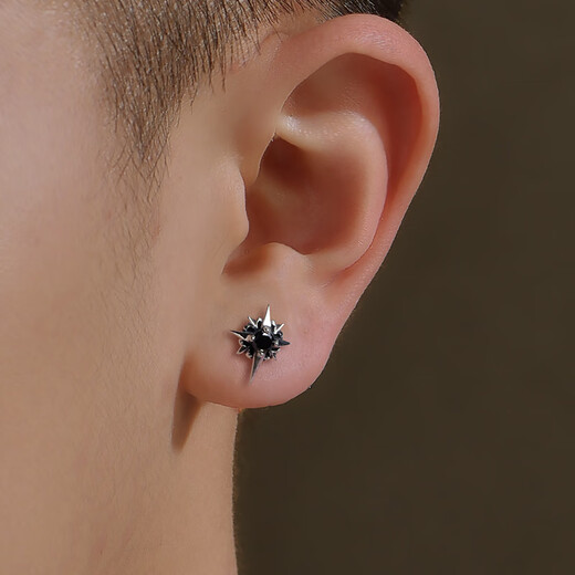 Mingyang Zhuhai 925 silver earrings for men, trendy Korean version of personalized men's earrings, single earring, fashion jewelry gift for boyfriend, single
