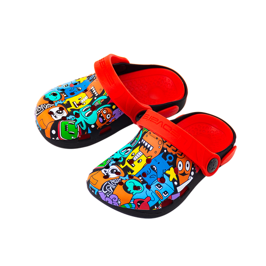 Aihukang 2023 Cute Cartoon Beach Shoes Aihukang New Children's Silicone Crocs Baby Summer Soft Sole Anti-Slip Sandals Graffiti Monster Black 27 Inner Length 16.5cm Warm Tips One Size Small
