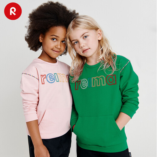 Reima Men, femmes et enfants Big Children's Sweat-shirt Automne et hiver nouvelles lettres sportives décontractées Pullover Cotton Top Pink 3030 110cm