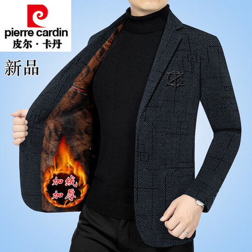 皮尔卡丹（pierre cardin）高端加绒加厚羊毛呢西装外套男秋冬季2024新款中年休闲西服 咖色F710 M 170尺码【95-118斤】