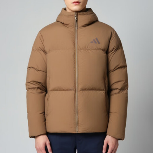 
Adidas men's winter warm hooded down jacket fashionable comfortable casual jacket outdoor windproof running training sportswear JV6189/Merry Brown S