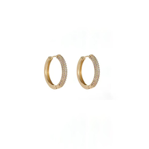 Fat Donglai's same style 18k rose gold earrings and colorful gold earrings benefits ~ 18K women's diamond circle earrings gold color 2 18K gold earrings
