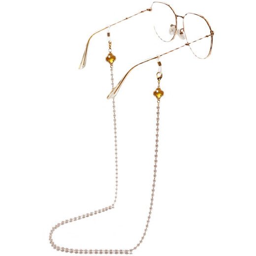 Cadena de gafas de cuello migado para mujeres, trébol de cuatro hojas perlas, auriculares cordón anti-pérdida, cadena de gafas de sol de moda, cadena de lentes de lectura, trébol de cuatro hojas de cristal transparente