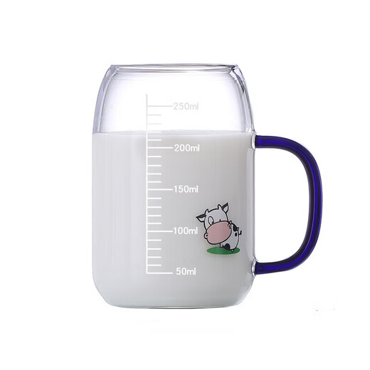 Manyuan Gong children's milk cup with scale for breakfast, special soy milk yogurt water cup for drinking milk powder at home, micro citrine handle cup - single cup