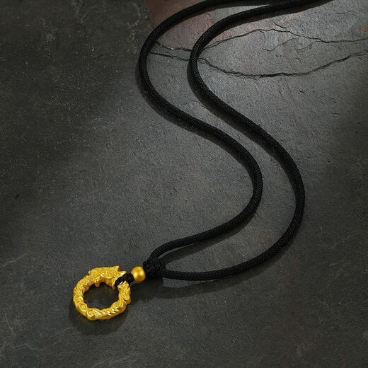 Khsk Gold 999 Foot Siltle Zodiac Dragon Gold Bag Posting para hombres y mujeres Gold Ping Annals Hebilla Dragón Zodiaco Collar collar de punto Collar colgante de oro Silver + Zodiac Year Dragon Ping Annals Hedle Black Rope + Super Value 2.3G [13899 Hong Kongares] asegurado 998 horas